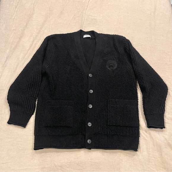 $2050 Balenciaga College Logo Heavy Wool Piled Knit Cardigan - Picture 2 of 13